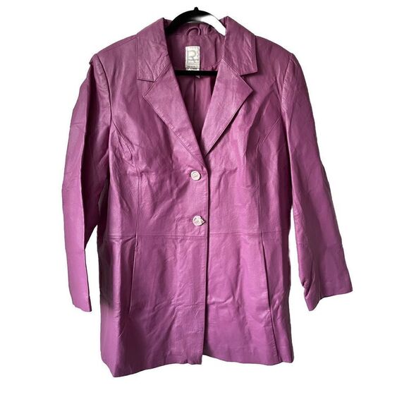 New w/Tags ROAMAN’S Vintage Leather Blazer Jacket in Berry  Plus Size 20W - Picture 1 of 4